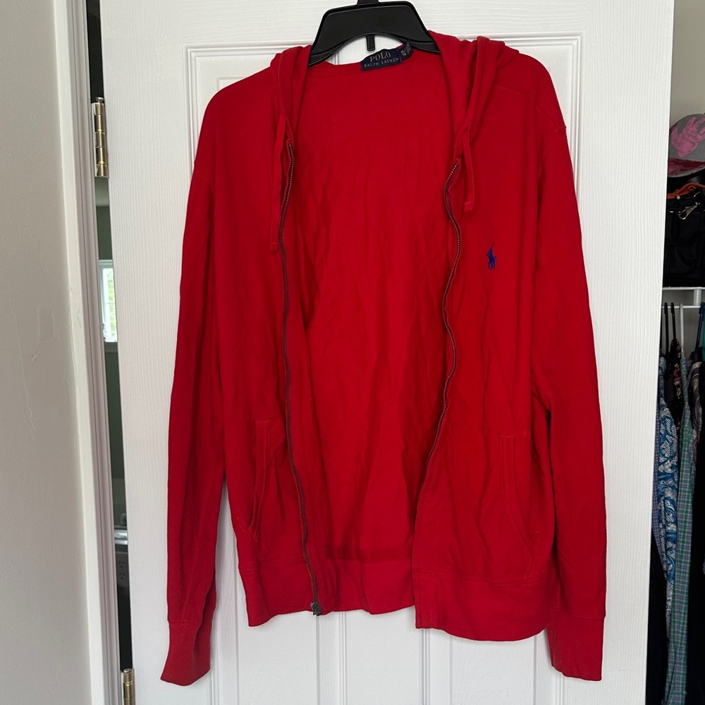 Ralph Lauren Men's Red Zip-Up Sweater